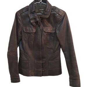 Vintage Danier XXS Leather Brown Genuine Leather Jacket Size Extra Extra Small